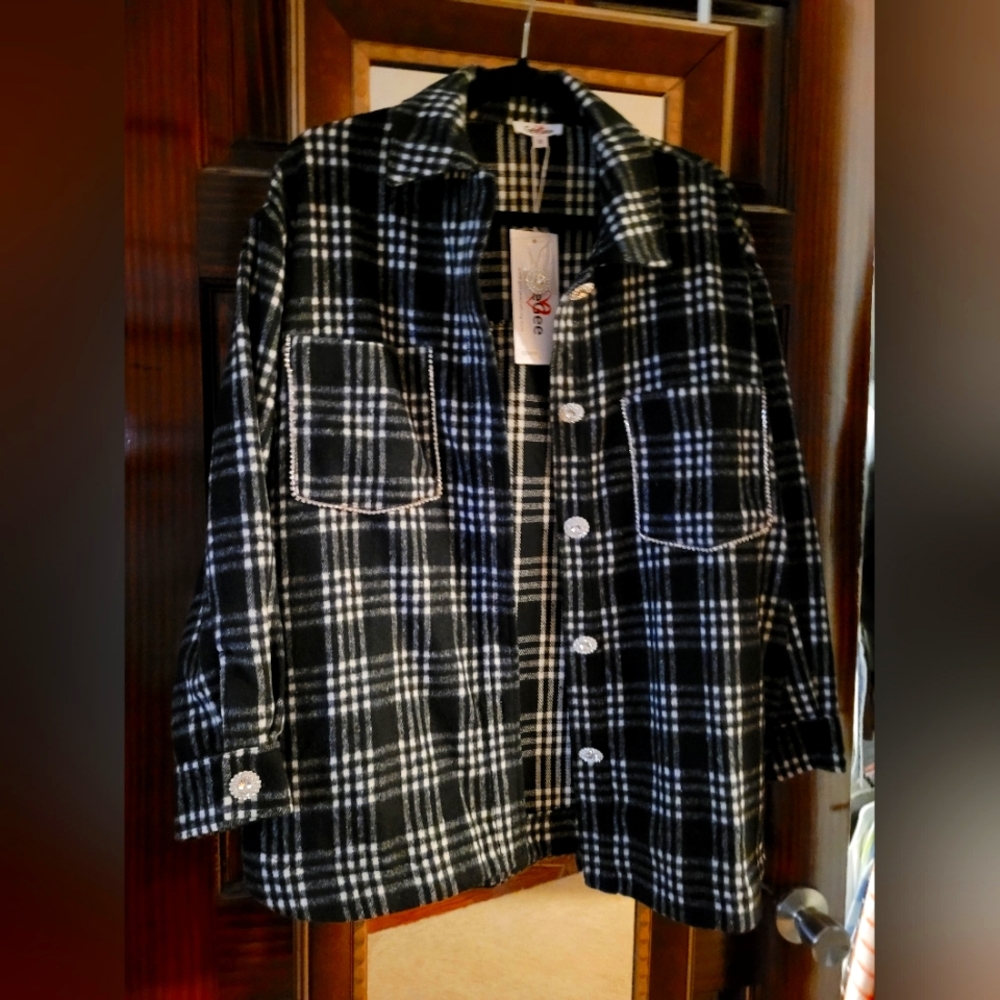 GeeGee Boutique Rhinestone Shacket